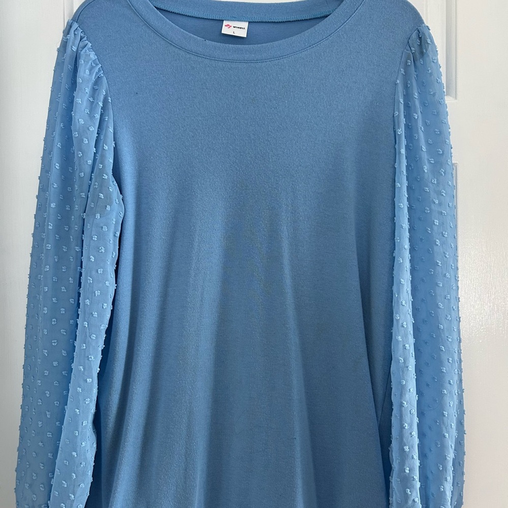 Women's Blue Long Sleeve Top